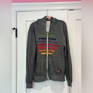 Super Rare L Gray Aviator Nation Zip Up Hoodie Sweatshirt